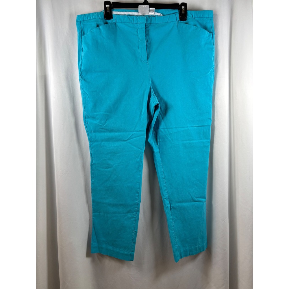 Worthington Woman Turquoise Blue Ankle Pants Plus Size 18W Stretch Tapered Leg